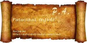 Patocskai Anikó névjegykártya